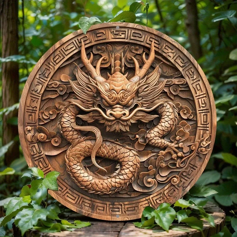 CIFBUY Vintage-Drachen-Wandkunst aus Aluminium, 30,5 x 20,3 cm, wasserdicht, langlebig, rostfrei, Metallschild für rustikale Heimdekoration