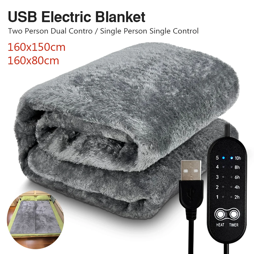 Cobertor de aquecimento elétrico USB, aquecedor quente, rápido, seguro, luxuoso, inverno, temperatura ajustável, temporização, almofada de