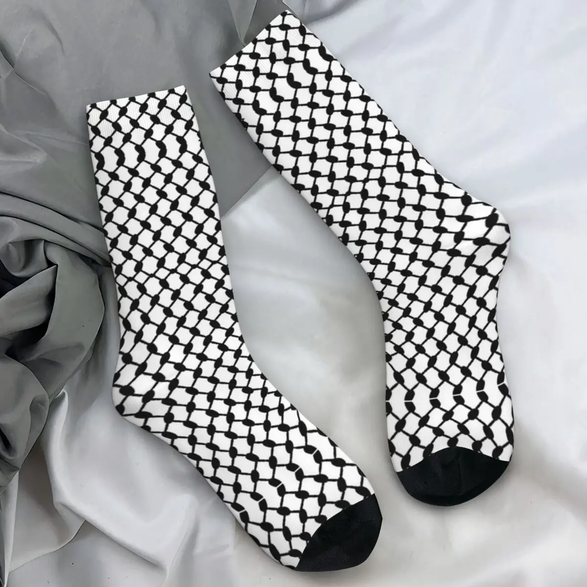 Multi Colors Vertical Keffiyeh In White Socks Gothic Stockings Autumn Anti Slip Adults Men Socks High Quality Climbing Socks