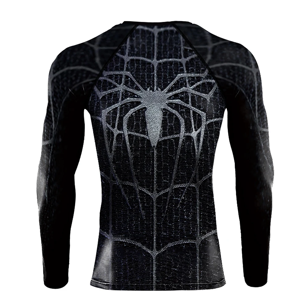 MINISO Cosplay Costumes Tops for Men Clothing Zentai Spider Printing Tees Long Sleeve Fitness Workout Shirt Compression Tops