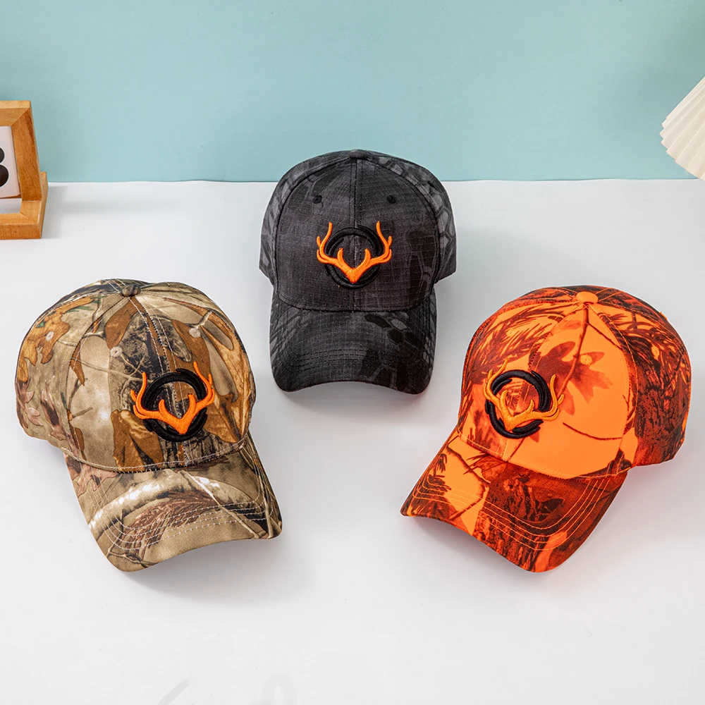 Modische Baseballkappen mit Hörner-Stickerei für Männer und Frauen Tarnmuster Taktischer Sonnenhut Frühling Herbst Outdoor-Sport Angeln Visiere – Detail 16