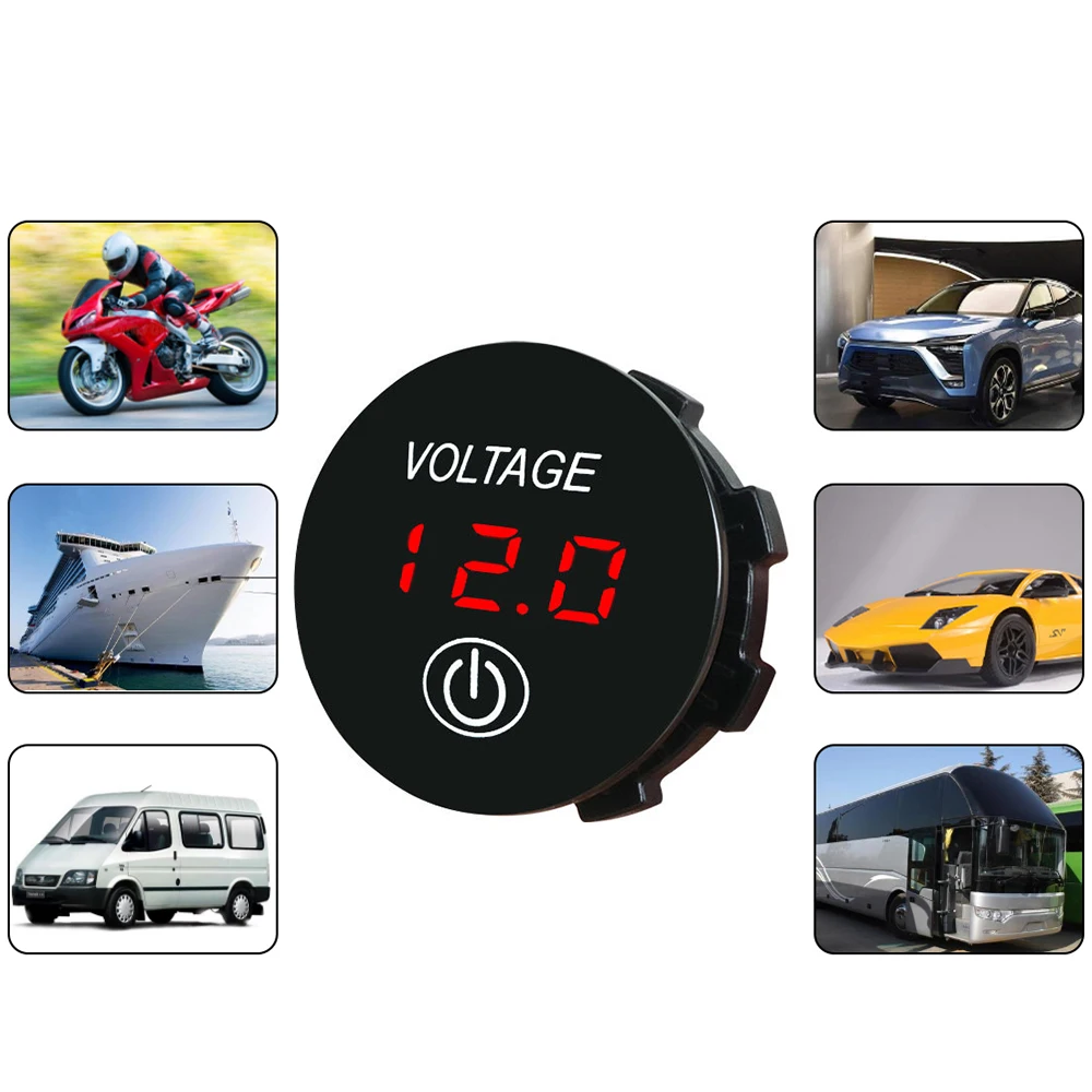 Car Motorcycle DC6-36V LED Panel Digital Voltage Meter Battery Capacity Display Voltmeter with Touch ON OFF Switch