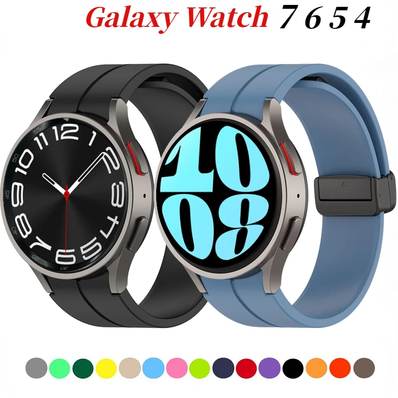 

Silicone Strap For Samaung Galaxy Watch 7 6 5 4 40mm 44mm Classic 47mm 43mm Magnetic Buckle Bracelet Belt Watch 5 Pro 45mm band