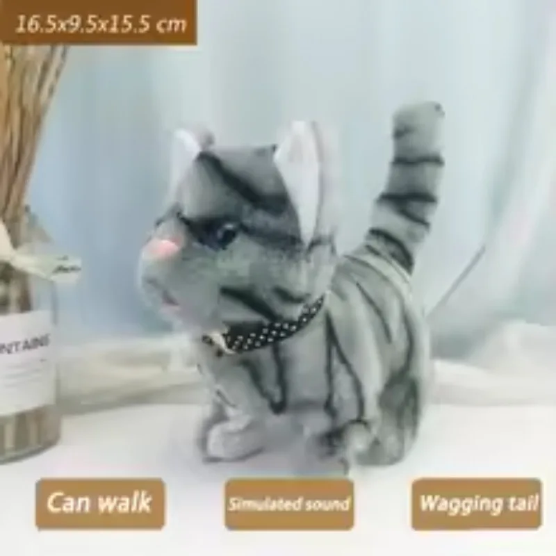Plush Toy Puppy Electronic Interactive Cat - Walking, Barking, Tail Wagging, Stretching Companion Animal for Kids Toddlers