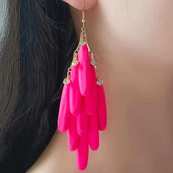 Exaggerated Acrylic Tassel Long Drop Earrings For Women Holiday Party Fashion Jewelry Ear Accessories AE030