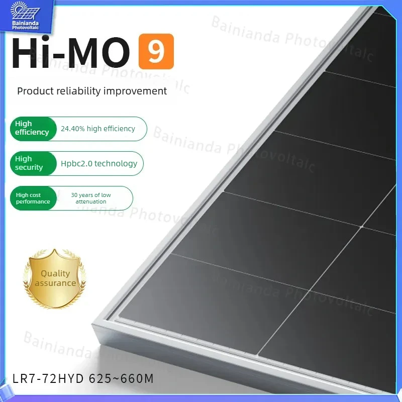 Double-sided Solar Panel 625W 660W Bifacial PV Module Hi MO 9 LR7-72HYD High Efficiency Monocrystalline Photovoltaic Panel