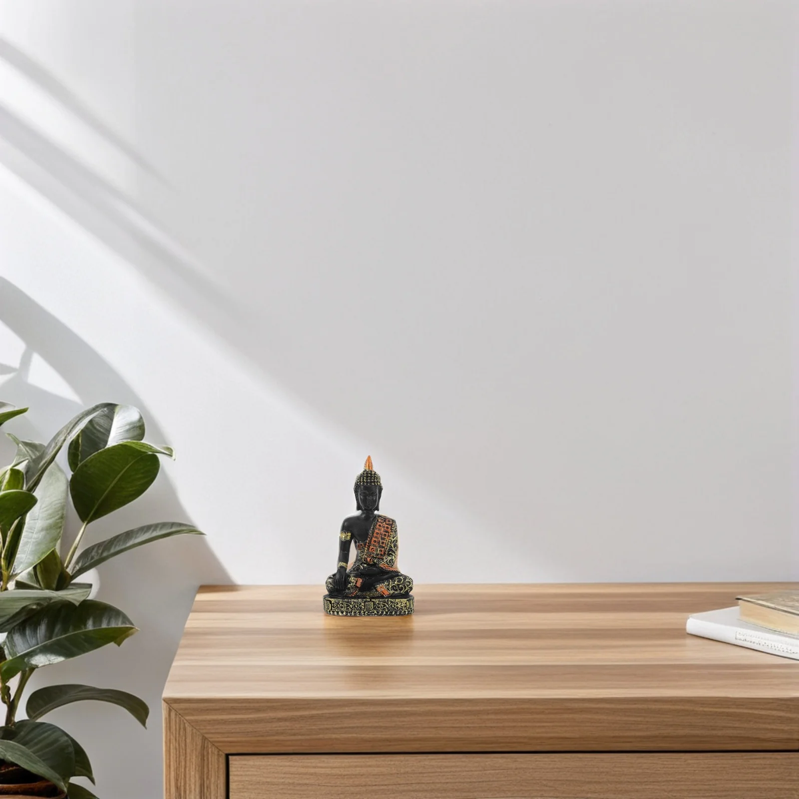 التايلاندية يجلس بوذا تمثال زن التأمل غرفة داخلية مدخل ديكور المنزل الروحي النحت