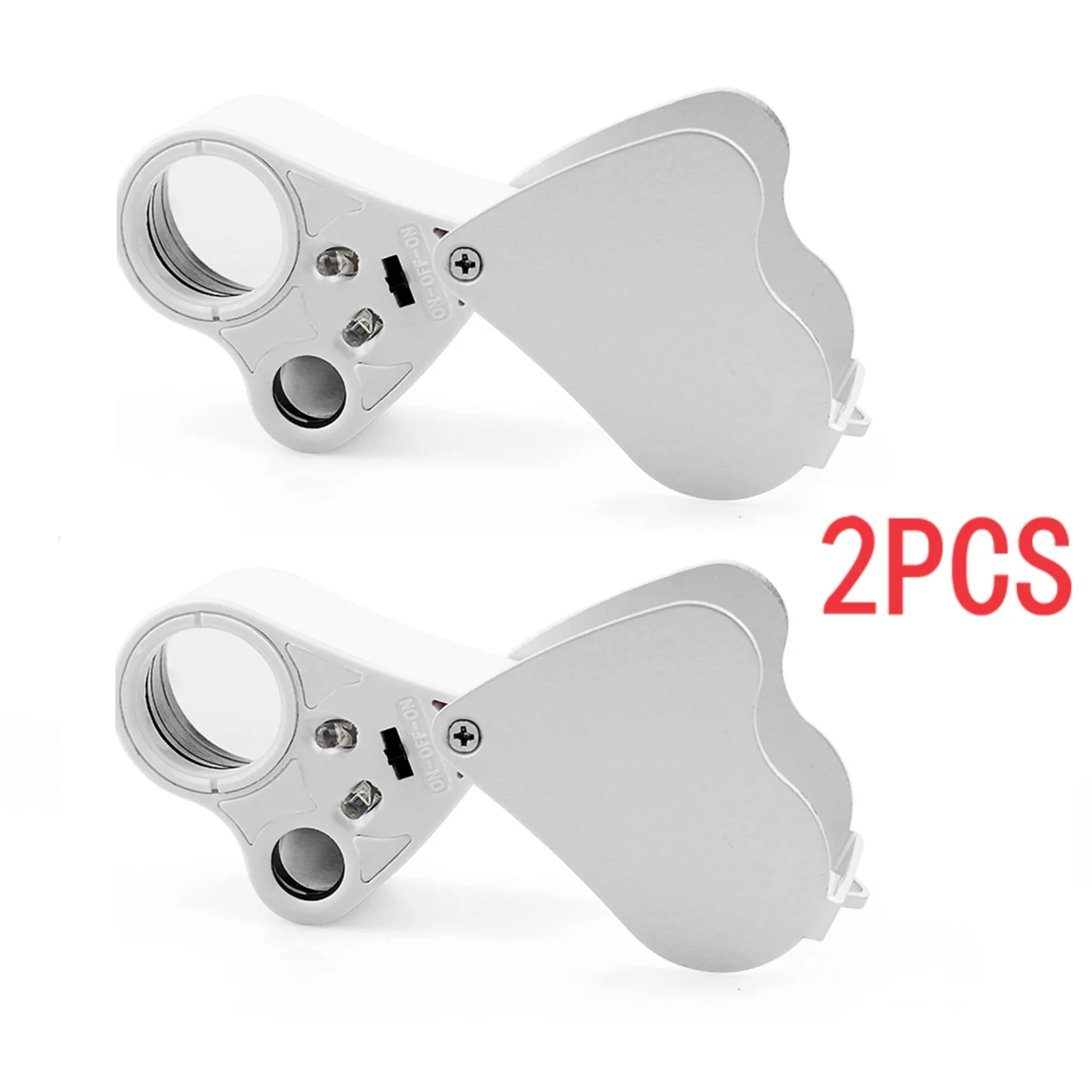 2Pcs Portable 30x 60x Jeweler Loupe Magnifier With Lights Magnification Glass Dual lenses Reading Antique geology Magnifier