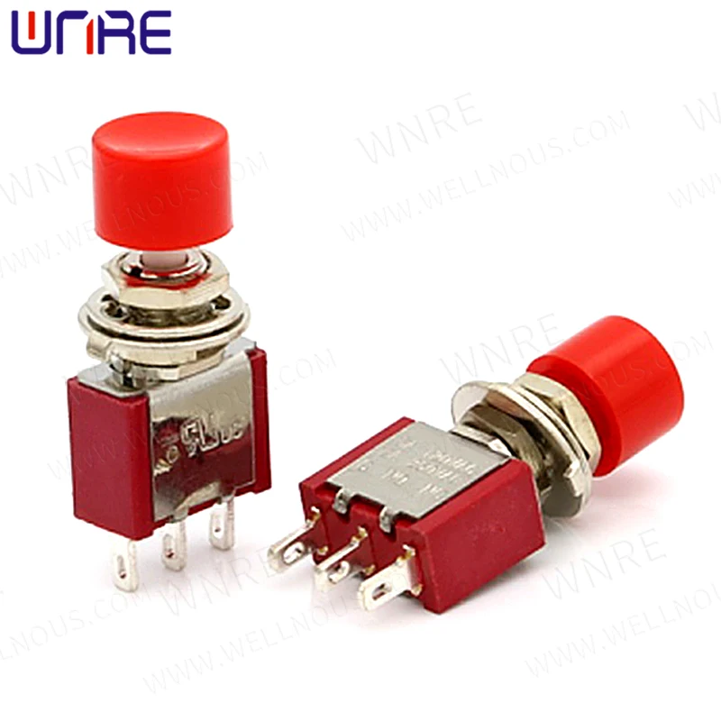 Circular Red Cap Toggle Switch PS-612 Reset 3pin Home Appliances Electronic Products Modification Aaccessories Button Switch