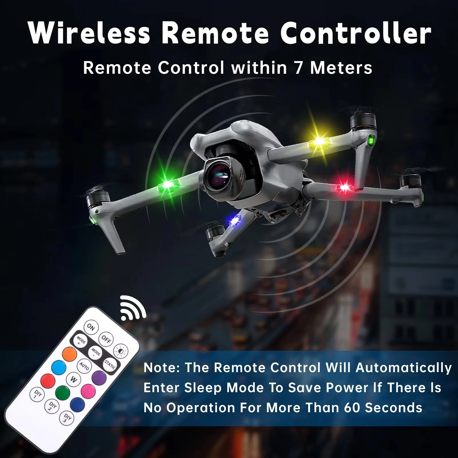Halloween Decoration Light Wireless Remote Control RGB Strobe Light Waterproof Flashing Warning Light for Motorcycle Car Drone