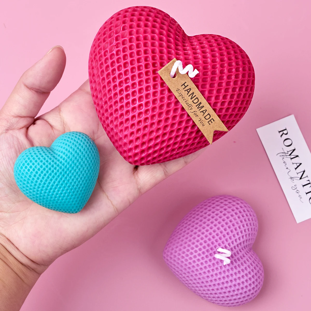 3D Woven Heart Silicone Candle Mold DIY Handmade Love Scented Mould Mousse Cake Baking Mold Wedding Decor Valentine\'s Day Gifts