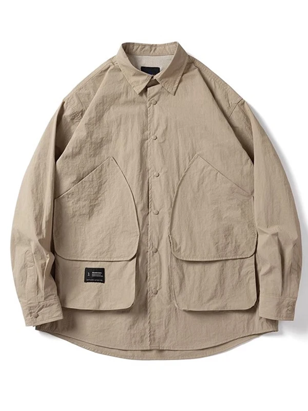 

Qui Dry Loose Fit Casual Work irt Men's Button up Cotton y Large Size American Sle irt Autumn Faion Street Sle