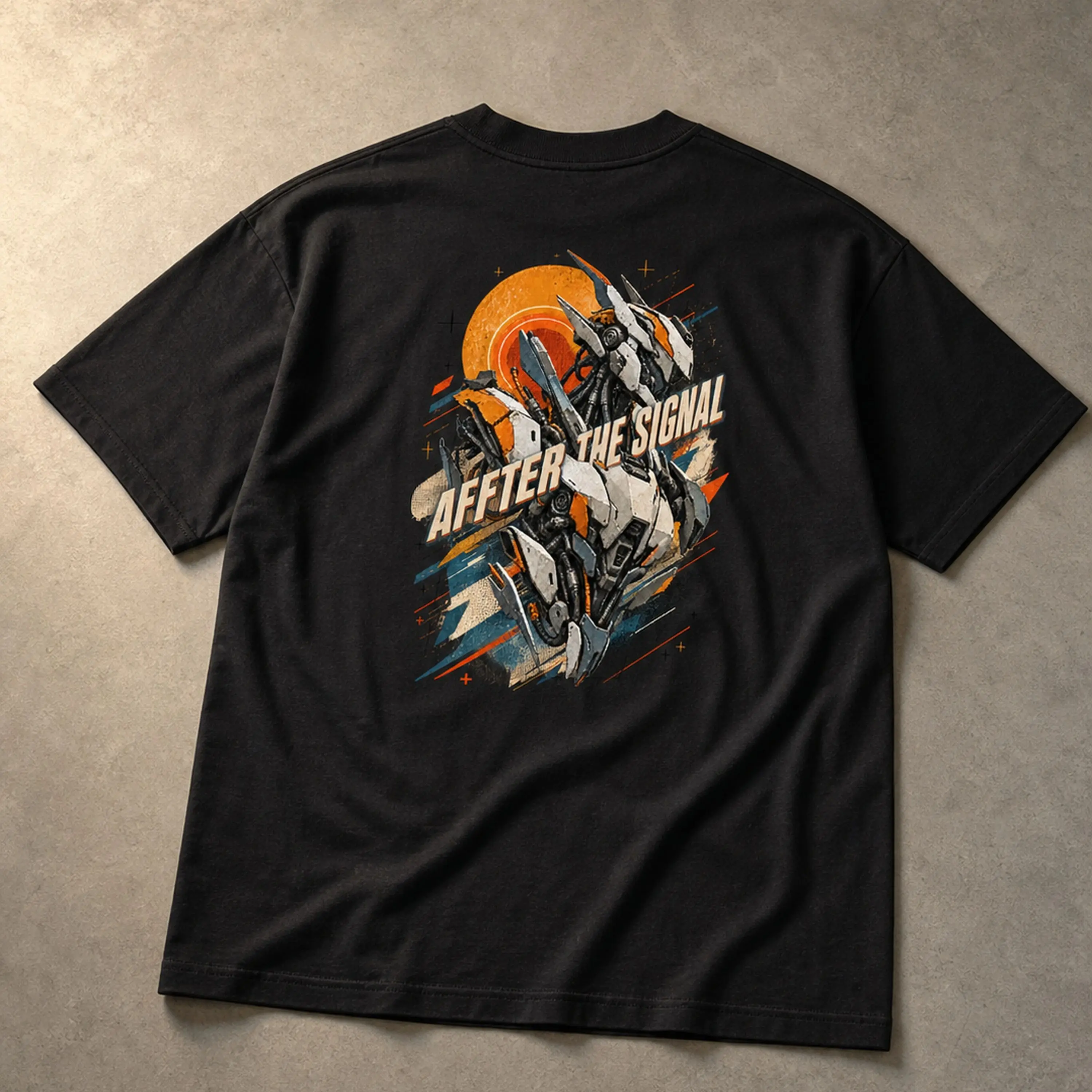 AFTER THE SIGNAL Retro Mecha Graphic Oversized Heavyweight T-Shirt