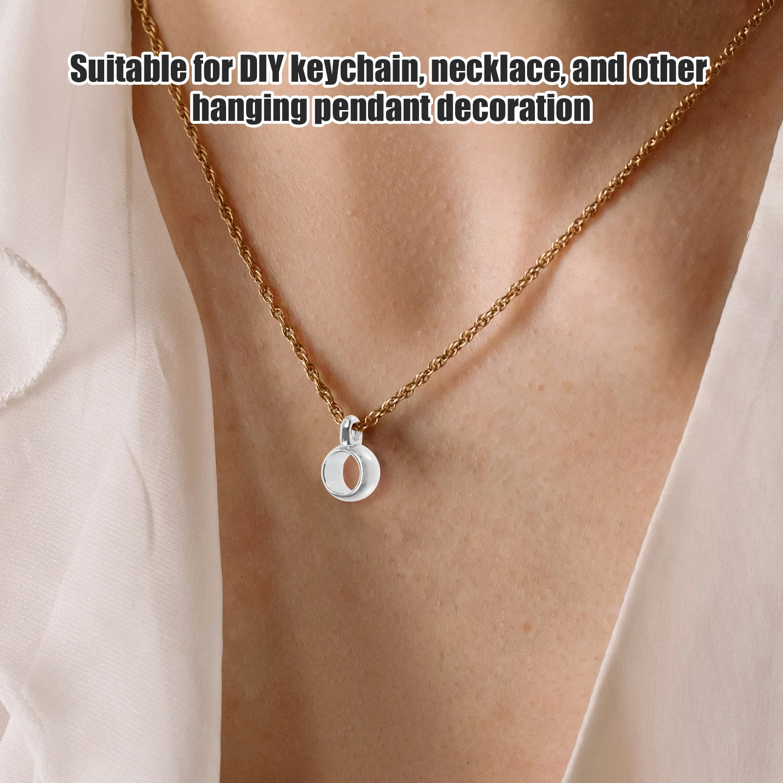

100 Pcs Hole Beads Hanging Pendant Accessories Necklace Jewelry Dangler for Girls Silver Creative Elegant Gift