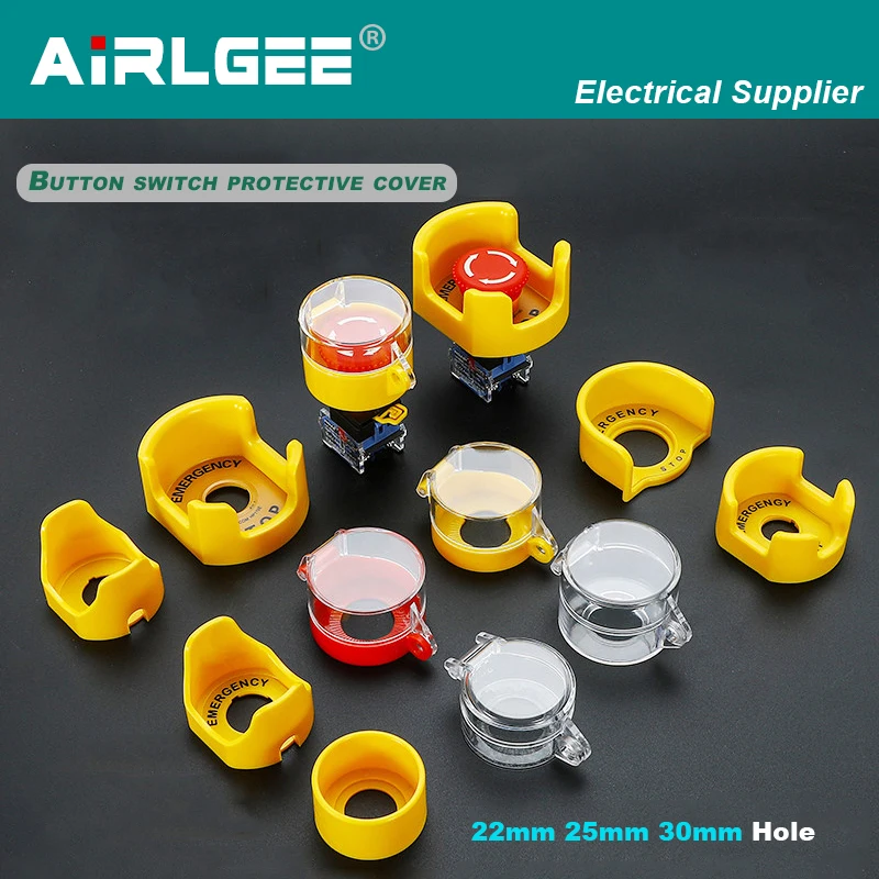 22mm 25mm 30mm Installation Hole Protective Cover For Push Button Switch Emergency Stop Switch Cover With Round Warning Ring