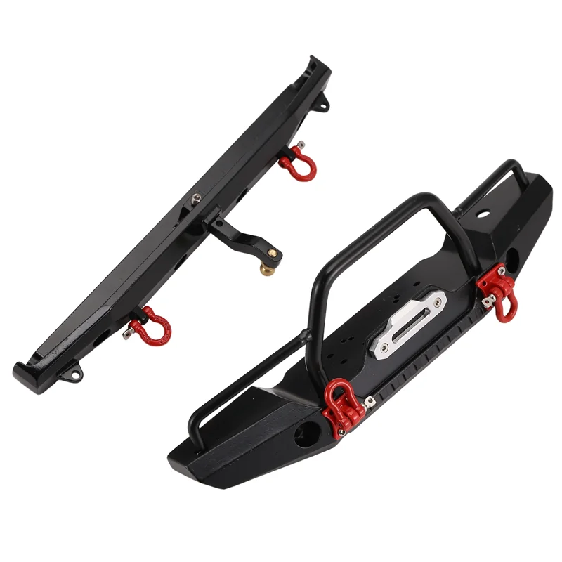 B49B-Metal Front/Rear Anti-Collision Bumper With LED Light For 1:10 RC Crawler Car TRX-4 Axial SCX10 SCX10-II 90046 90047