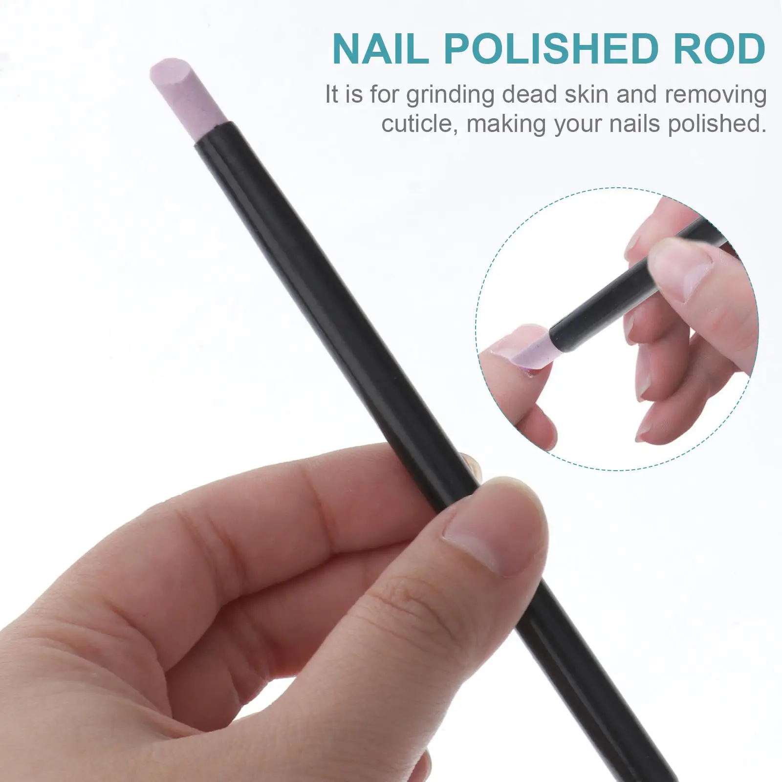 2Pcs Nail Tools Manicure Cuticle Black Polished Rod Stick Grinders Dead Skin Remover Reusable Nail Polisher