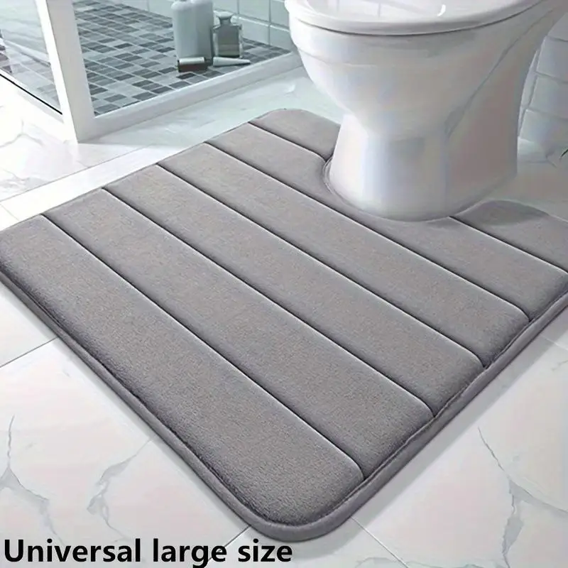 ● Tapis de toilette en forme de U, tapis de salle de bain, tapis de bain en mousse à mémoire de forme, antidérapant, super absorbant