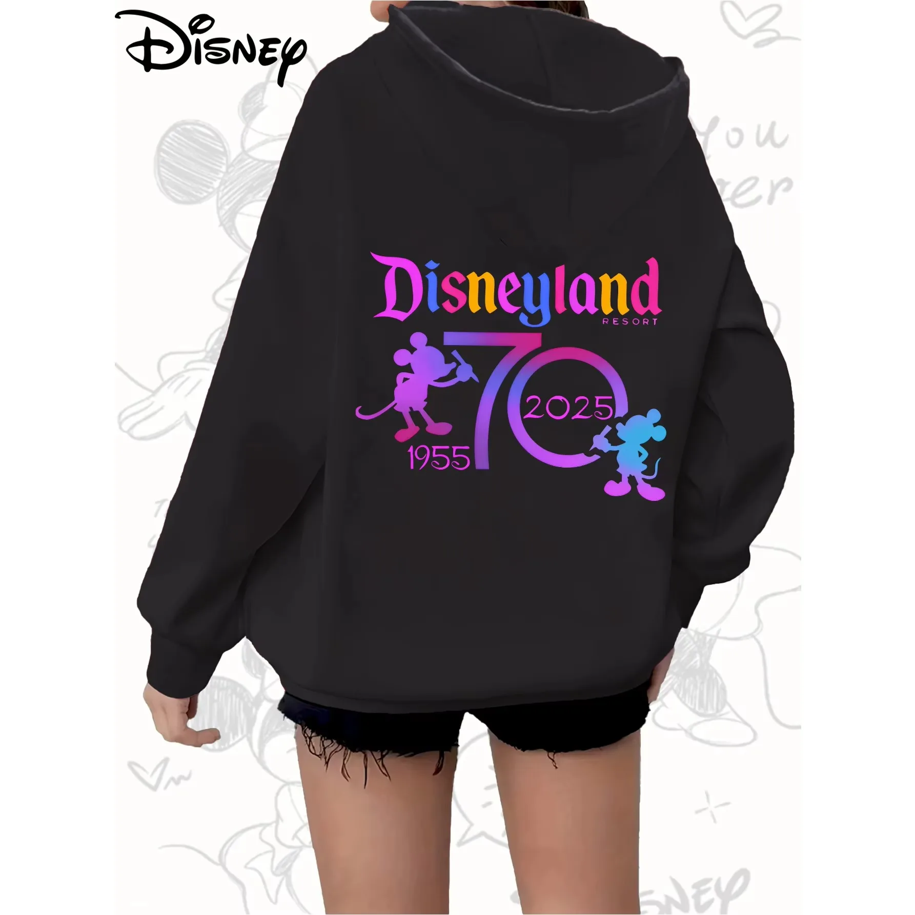 ديزني الرسوم المتحركة غرزة الكرتون هوديي الرسمية ديزني لاند هوديي المرأة شتاء دافئ الجبهة زيبر الأزياء هوديي