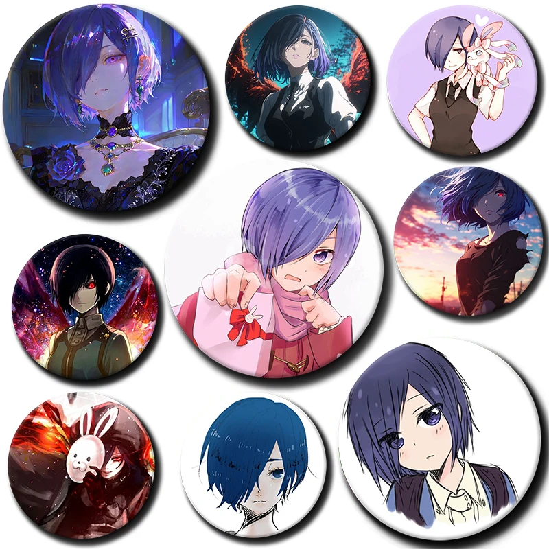 

Cartoon Character Touka Kirishima Button Pin Anime Touka Kirishima Brooch Creative Badge for Backpack Clothes Decoration Gift
