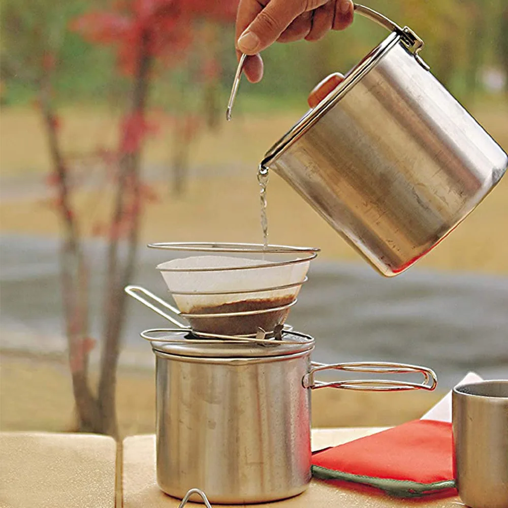 Foldable Coffee Filter Cup Spring Portable Mini Coffee Filter Holder Steel Coffeeware Kitchen Dining Bar