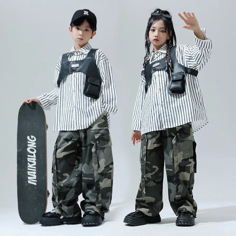 Tenues de scène Hip Hop Jazz pour enfants, vêtements de danse de rue, olympiques de salle de Rhpour filles, vêtements de danse pour garçons, t-shirt, pantalon glacé