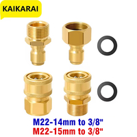 Pressure Washer Quick Connect Kit M22 14mm to 3/8 Hose Quick Connect Fitting Adapter for Power Washer Gun Hose Pump 5000 PSI