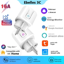 16A EU WiFi Smart Plug Tuya Smart Life HomeKit Mini Power Outlet Home Appliance Socket Voice Control for Siri Alice Alexa Google