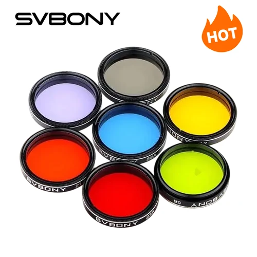 Filtro SVBONY 1,25 ""Luna + filtro CPL + Kit de filtro de cinco colores para mejorar la vista Lunar y planetaria reduce la contaminación lumínica SV155