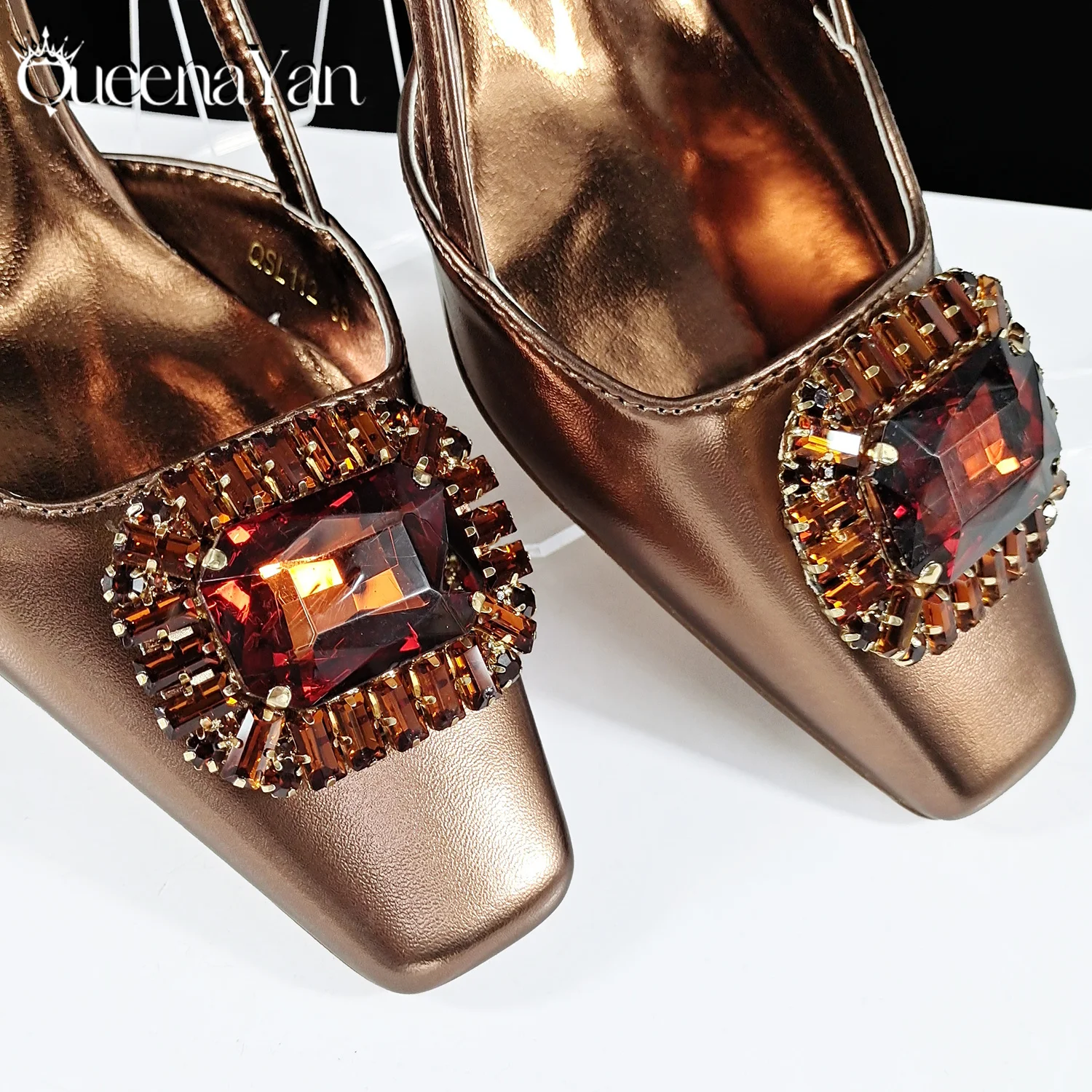 Queena Yan High-end Matching! Elegant Women\'s Shoes and Bag Shiny Big Rhinestone Wedding OL Luxury Fashion Shoes Good Quality