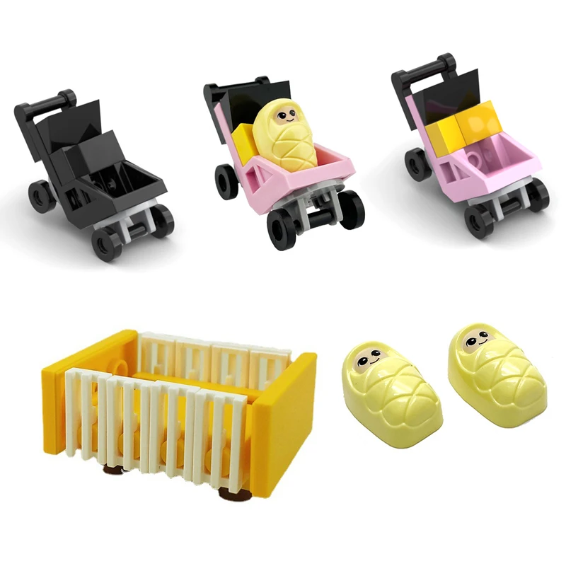 The Babys Room City MOC Building Blocks Bedroom Bricks Toys Compatible With LEGO Swaddle Milk Bottle Crib Bed Baby Stroller