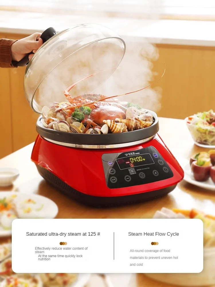 220V Multifunctional Electric Food Steamer for Seafood, Vegetables, and Dumplings Multi Cooker