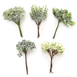 6PCS/ Flower Cherry Stamen Berries Bundle DIY Cake Christmas Wedding Gifts Box Wreaths Decor  garden decoration