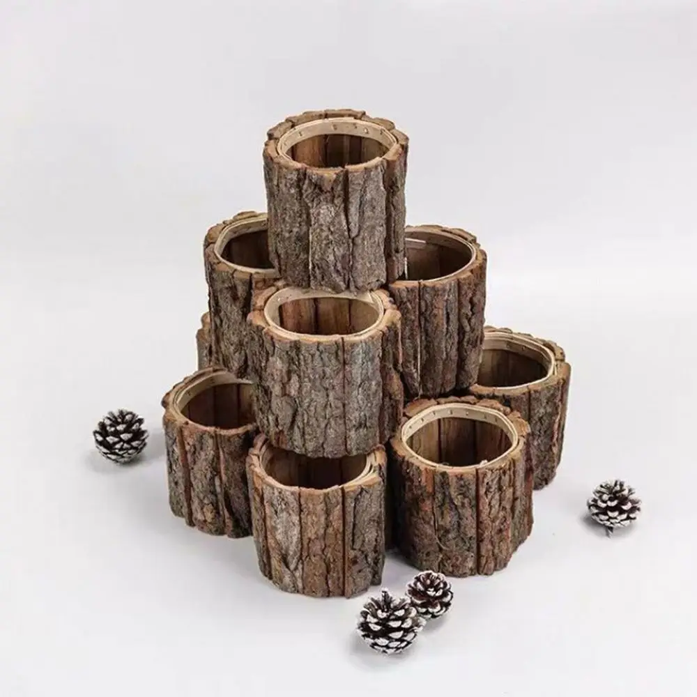 Stationery Storage Wooden Bark Pen Holder Multifunctional Cosmetic Holder Desktop Organizer Minimalism Stationery Box Student