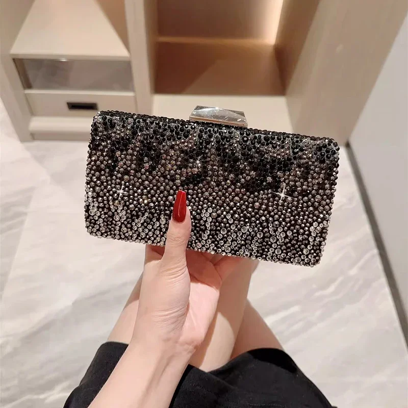 

Luxury Crystal Diamond Evening Bags Annual Party Chain Shoulder Bag For Women Fashion Charm Black Small Clutches Banquet Handbag