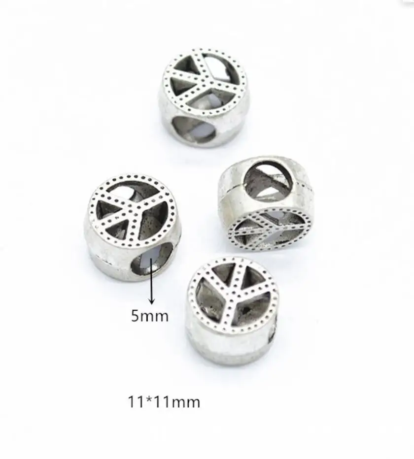 10pcs 10x10x7mm Peace Sign Beads For Jewelry Making Peace European Big Hole Beads Charms Wholesale Peace Beads Hole 5MM F0413