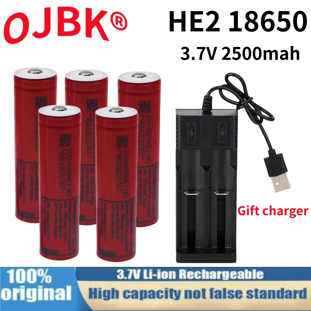 

Brand new 3.7V 2500mAh HE2-18650 rechargeable battery with USB charger, suitable for our 18650 toys, tools, flashlight batteries