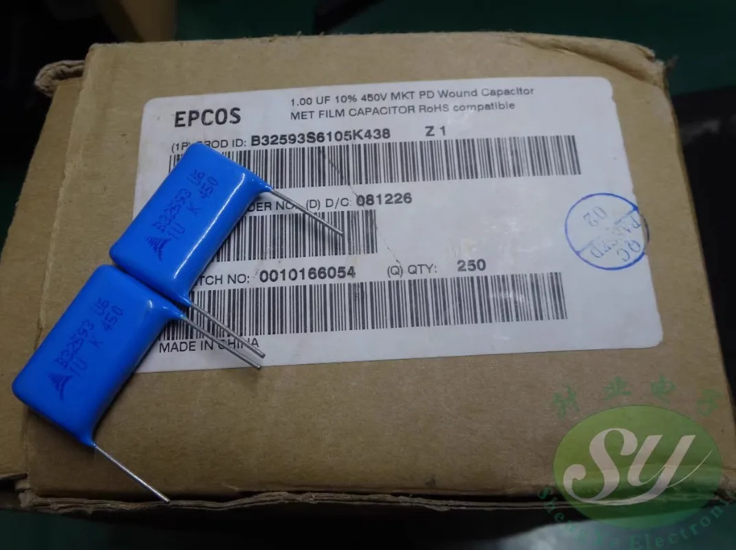 

10PCS EPCOS 1.0uf/450v 1uf 1u0 105 New 22mm film capacitor B32593S6105K438