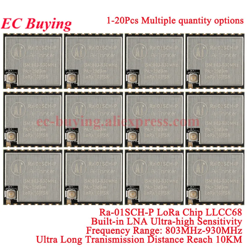 1-20 piezas Ra-01SCH-P LoRa Wifi módulo de comunicación RF inalámbrica 10km distancia de transmisión Ultra larga 803-930MHz 868-915MHz SPI