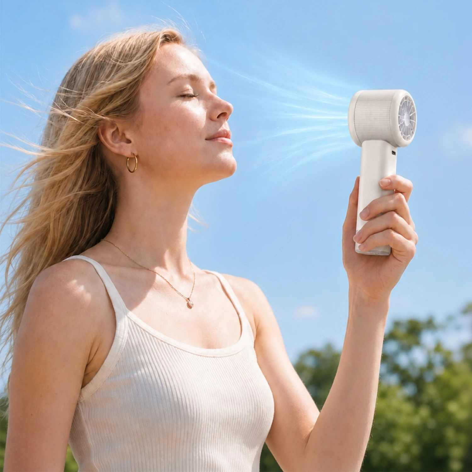 Handheld Portable Turbo Fan USB Rechargeable Mini Fan 100 Adjustable Speeds Stepless Fan for Office Home Travel