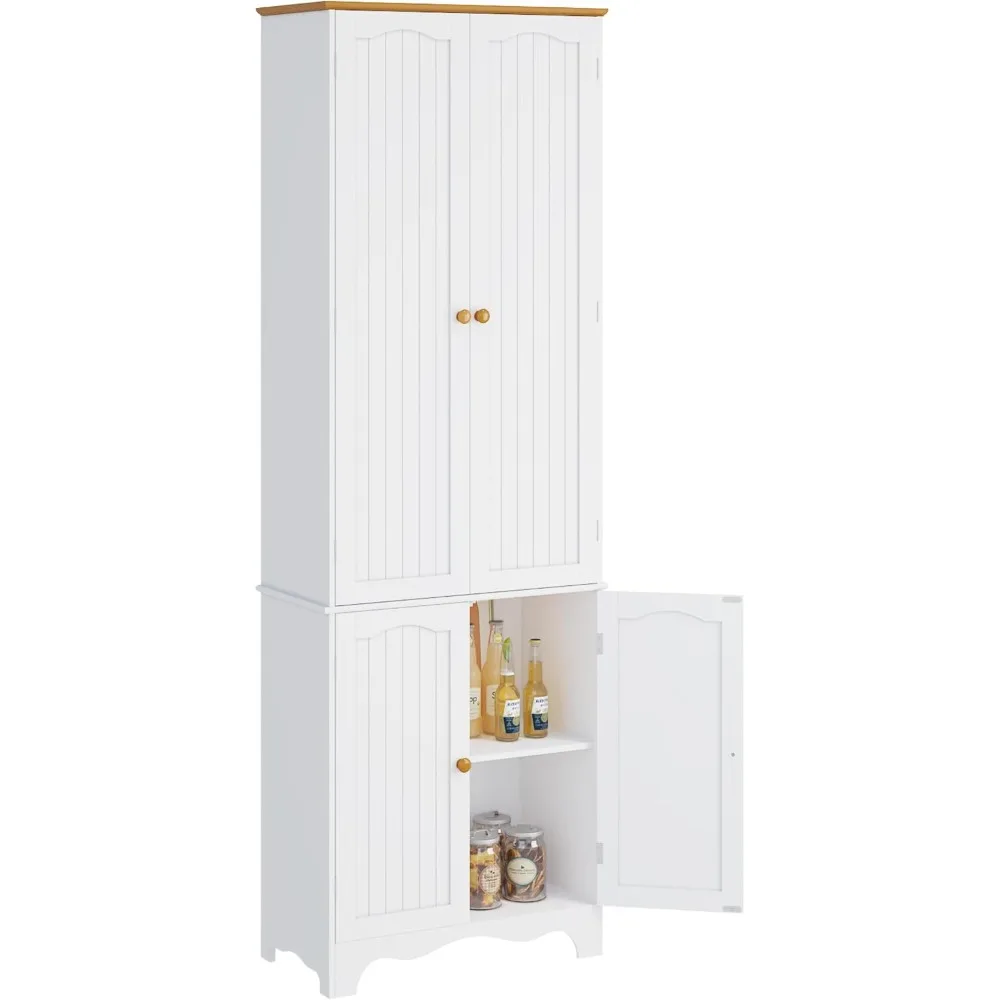 

72" Kitchen Pantry Cabinet, Freestanding Storage Cabinets, Tall Food Pantry with Doors and Adjustable Shelves