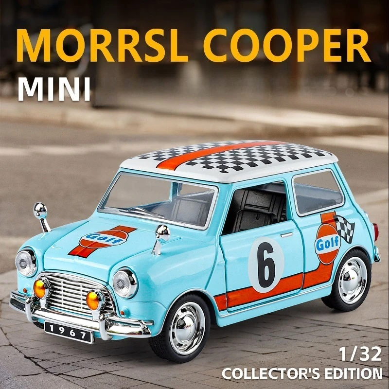 

Simulation 1/32 BMW Mini Alloy Car Model Collection Metal Toy Vehicle Birthday Gift Home Decor Ornament with Sound Light