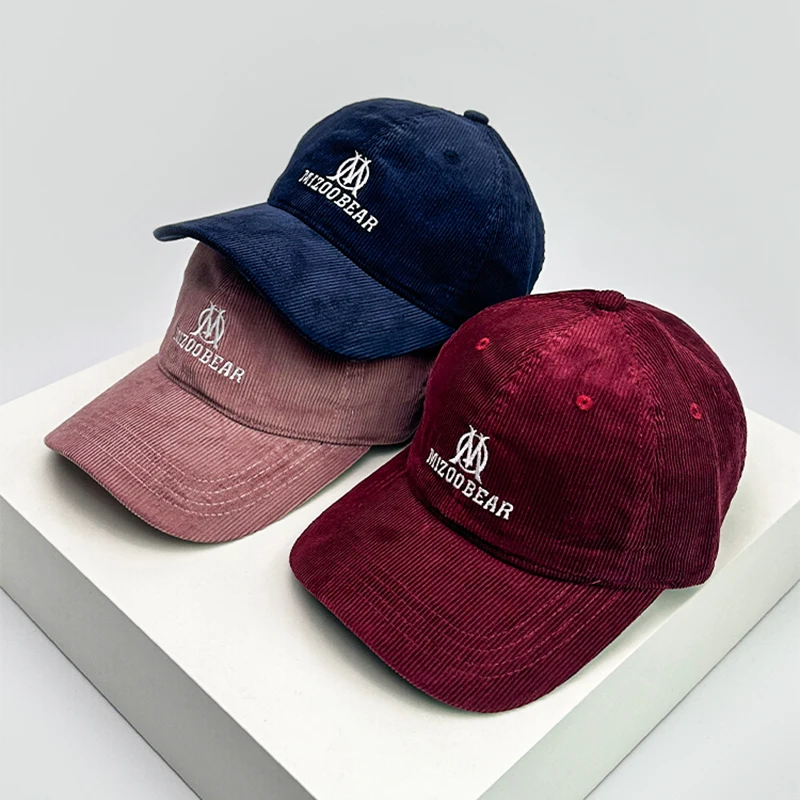 

New Unisex Korean Embroidered M Letters Baseball Hats Corduroy Breathable Casual Sunshade Peaked Caps Versatile Fashion Outdoor