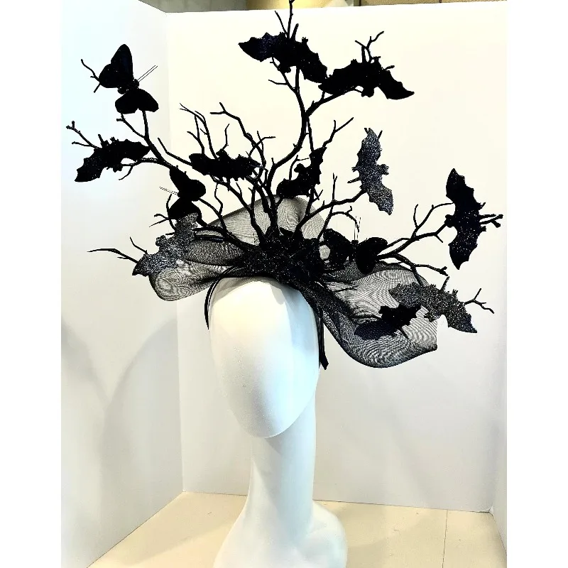 Bat Butterfly Halloween Fascinator – Dark Glam Headdress for Costume Parties & Spooky Events-Daily Accessories