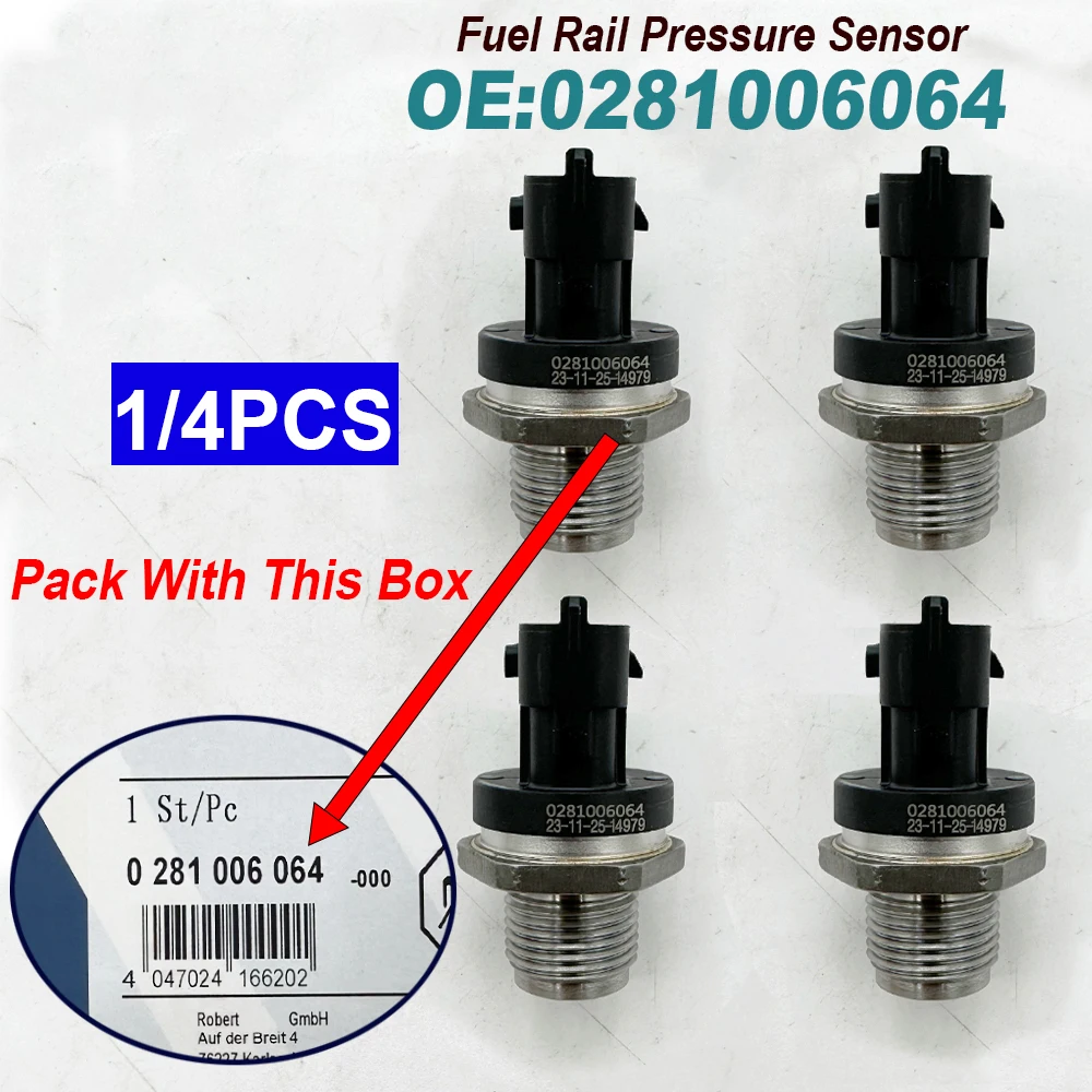 1/4PCS 0281006064 0281006017 Fuel Rail Injection Pressure Sensor With Box LR020692 281006064 For J-aguar Land R-over