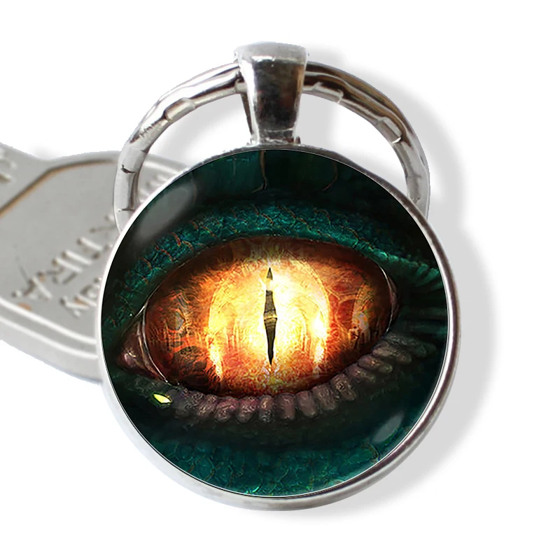 Frost Dragon Eye Resin Keychain Dragon Jewelry, Dragon Keyring Charm Cabochon Glass Gift Dragon Key Chain Ring