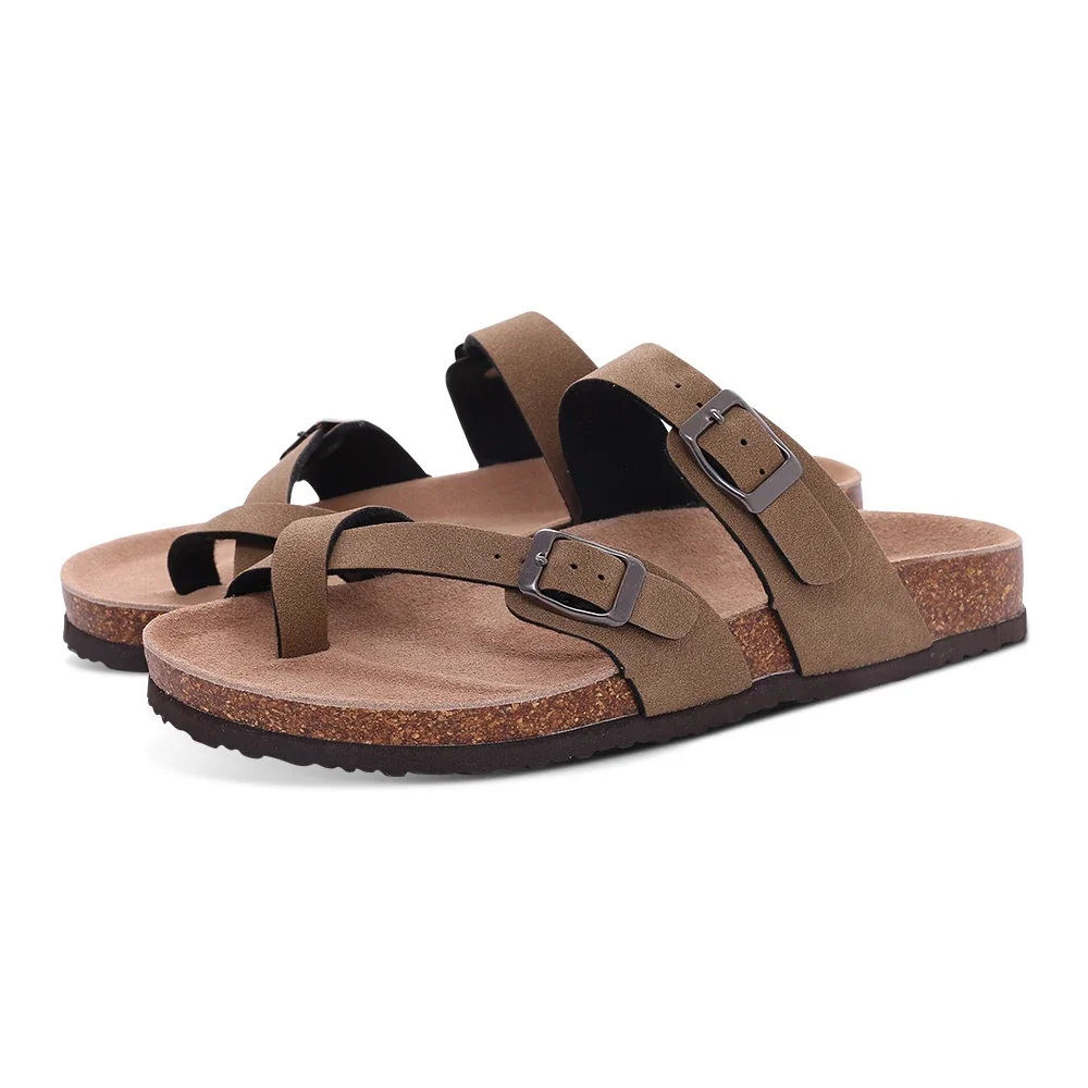 Crestar Summer Cork Footbed Slide Sandal Womne Men New Beach Slippers Couple Soft Soles Clogs Mules Shoes with Adjustable Buckle