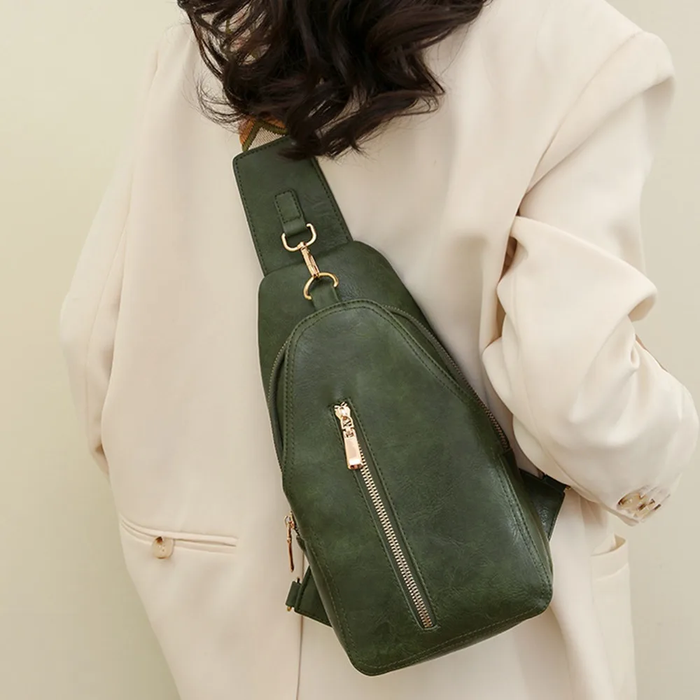 

Модная женская поясная сумка из искусственной кожи, простая женская нагрудная сумка в богемном стиле, повседневная спортивная сумка на плечо в стиле вестерн в стиле ретро, уличная одежда