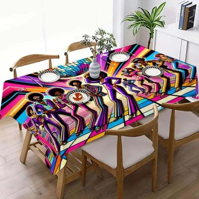 One piece of disco tablecloth from the 1970s, a retro disco-themed tablecloth, suitable for birthday parties.xzj