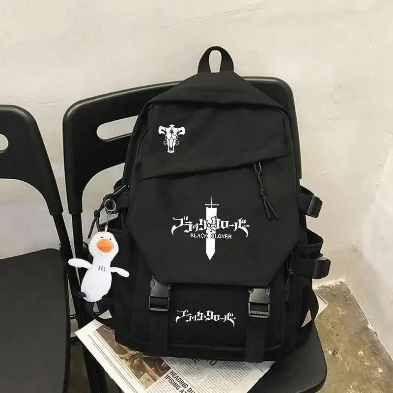 

Anime Game White Black Clover Student Teens School Bags Large Capacity Mochilas Backpacks For